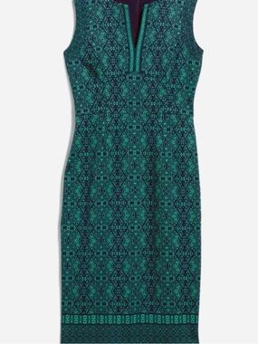 Adorne size 6 Tatum scuba knit dress green abstract business casual pencil dress